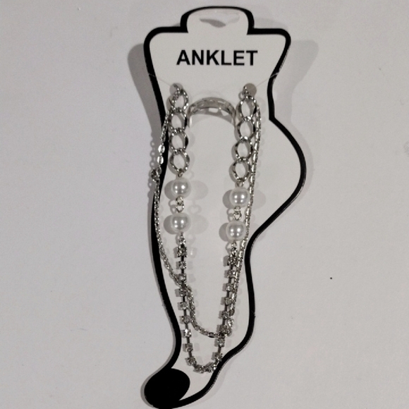 Silver-Tone Chain Anklet with Matching Toe Ring – Chic Layered Boho Jewelry Set - Picture 3 of 7